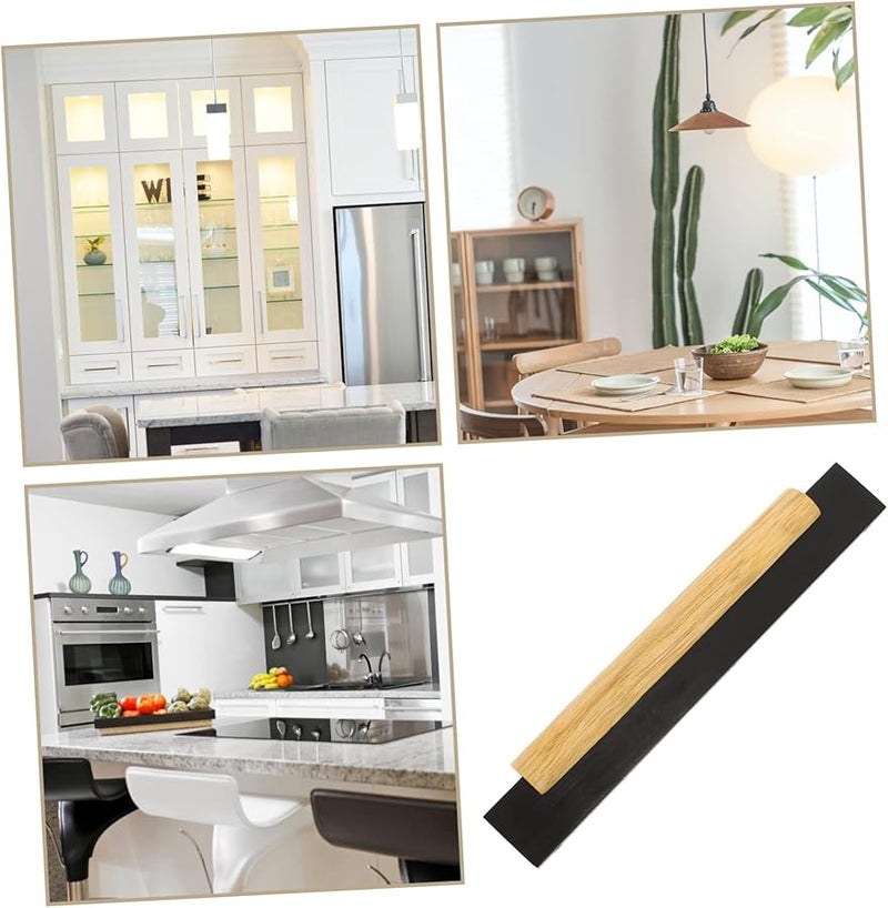Black Wooden Cabinet Door Pull Handle 18X3 2CM Solid Wood Kitchen Cupboard Pulls Modern Design - Image 4